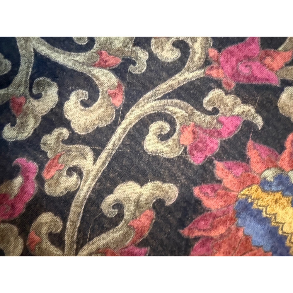 Vintage Loro Piana Cashmere Silk Shawl 55x55 Black Floral Fringe READ - Picture 3 of 12